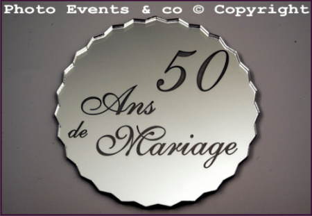 Dessous de Verre Miroir - 50 ans de Mariage - Cadeau personnalise personnalisable - 1