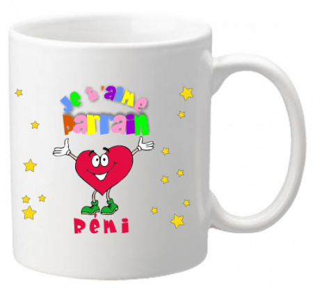 x Mug Parrain je t'aime Mod.1-h - Cadeau personnalise personnalisable - 1 x Mug Parrain je t'aime Mod.1-h - Cadeau personnalise personnalisable - 1