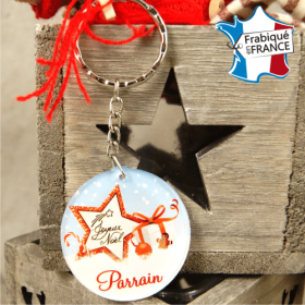 Porte Clef Joyeux Noël Parrain - Mod.Dn - Cadeau personnalise personnalisable - 1