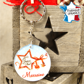 Porte Clef Joyeux Noël Marraine - mod.Dn - Cadeau personnalise personnalisable - 1