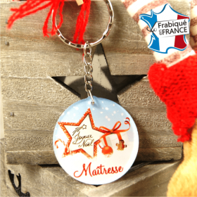 Porte Clef Joyeux Noël Maîtresse - mod.Dn - Cadeau personnalise personnalisable - 1