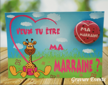Carte postale Badge - Veux tu être ma Marraine (Mod AMr) - Cadeau personnalise personnalisable - 1