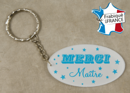 Porte Clef Merci Maître  (bac37#3) - Cadeau personnalise personnalisable - 1
