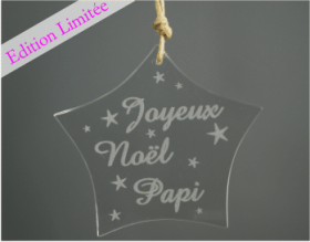 Etoile - Joyeux Noel Papi -VERRE - Cadeau personnalise personnalisable - 1