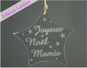Etoile - Joyeux Noel Mamie -VERRE - Cadeau personnalise personnalisable - 1
