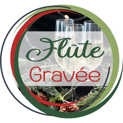 Flûte gravée thème Noël, pour décoration table