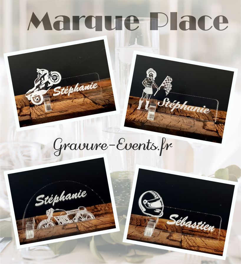 Marque Place - Porte Nom thème moto - mariage, anniversaire, retraite
